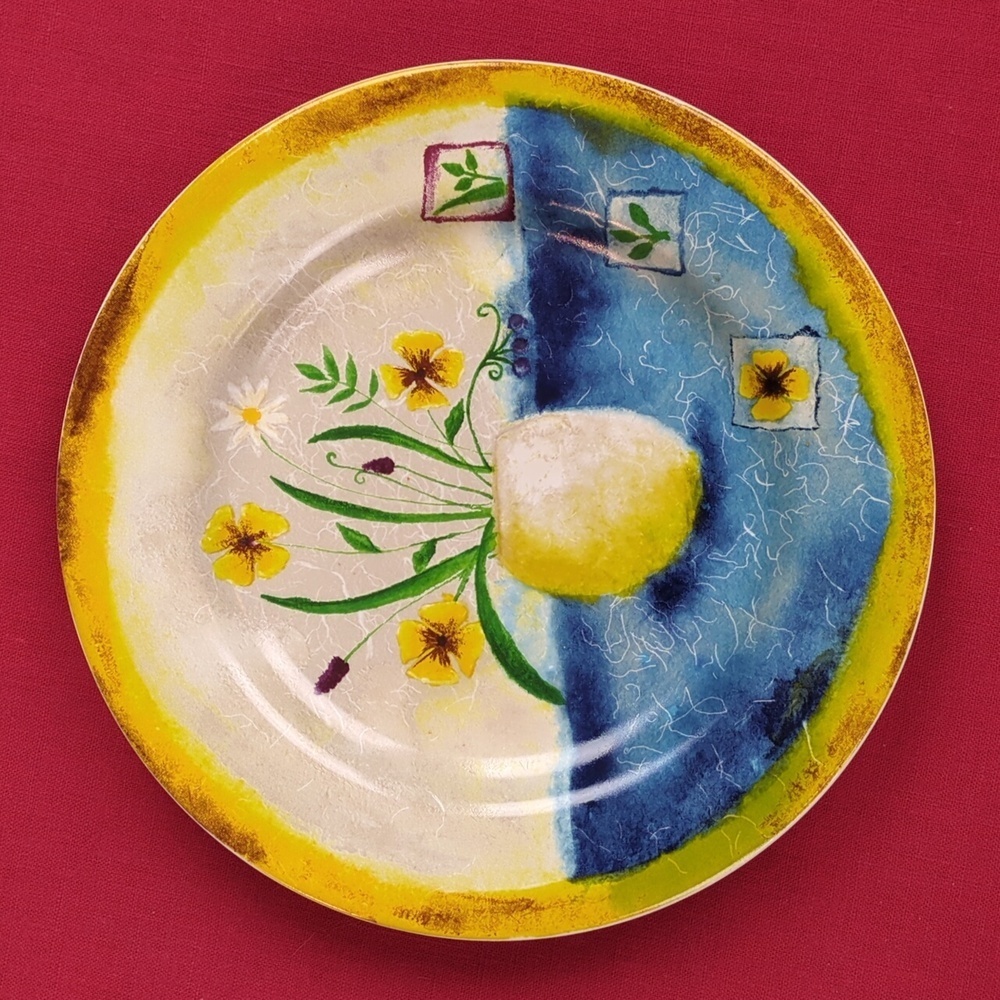 Tabletrendz By Sakura Stoneware Salad Plates And Latch Canister Floral Applique - Picture 7 of 17